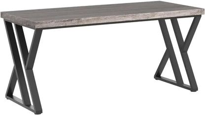 Writing Computer Desk, 55 inch Heavy Duty Study Desk with Z-Shaped Metal Leg, Grey
