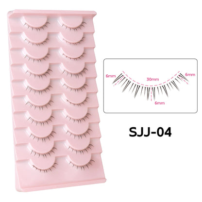 10Pairs Bottom Eyelashes Manga Lower Lashes Clear Band Wispy Small Flame Under Eye Lashes Korean Makeup Cosplay Tools RELUX.STORE