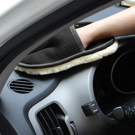 1pcs Car Washing Imitation Wool Gloves Thickened Plush Car Wiping Gloves Waxing Polishing Car Cleaning Products  cleaning cloth RELUX.STORE