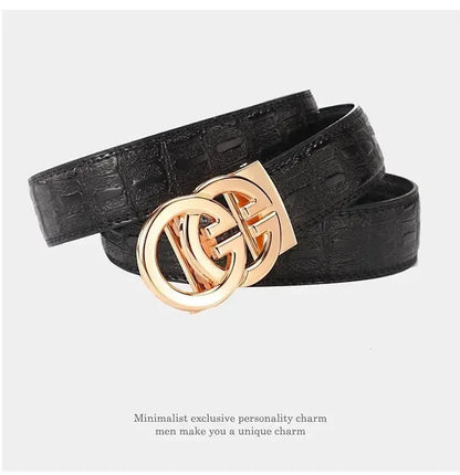 High Quality Genuine Leather Belt For Men's Luxury Automatic Metal Alloy Buckle Men's Waist Belt RELUX.STORE