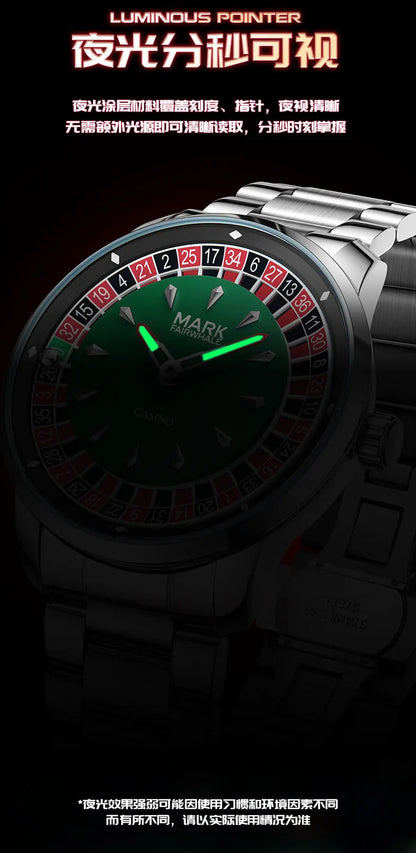 High Quality Mark Fairwhale Mens Wristwatch Fashion Unique Rotating  Roulette Dial Waterproof Quartz Man Watche Dropshipping ﻿