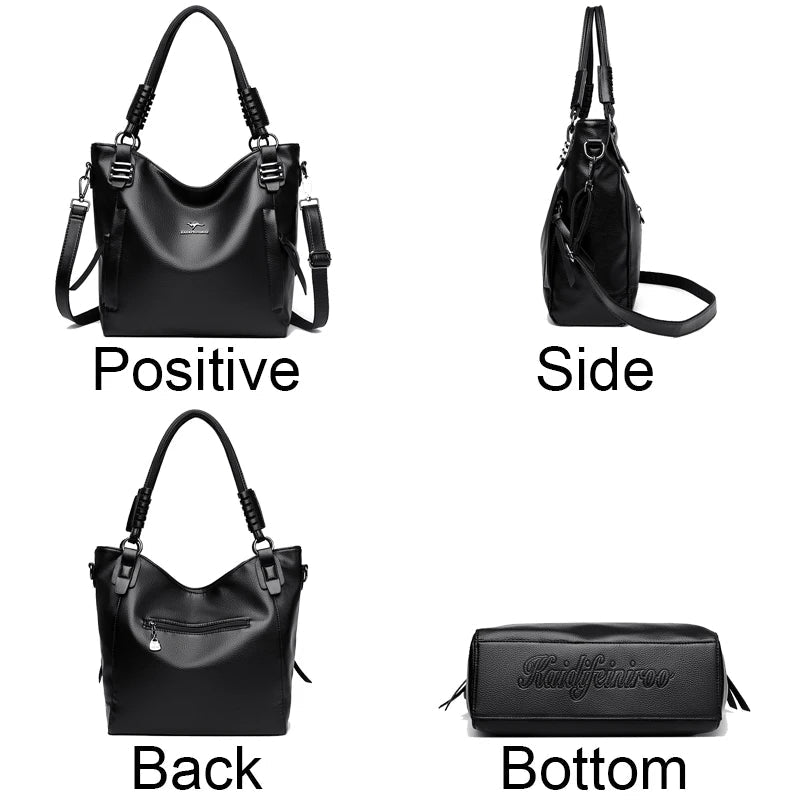 Luxury Soft Genuine Leather Handbag Fashion Women Shoulder Messenger Bag Solid Color Cowhide Tote Fashion Female Crossbody Sac RELUX.STORE