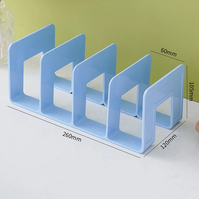 4 Grid Bookends Stand Bookshelf Desktop Decor Storage Rack Bookend Book Holder School Stationery Office Desktop File Organizer