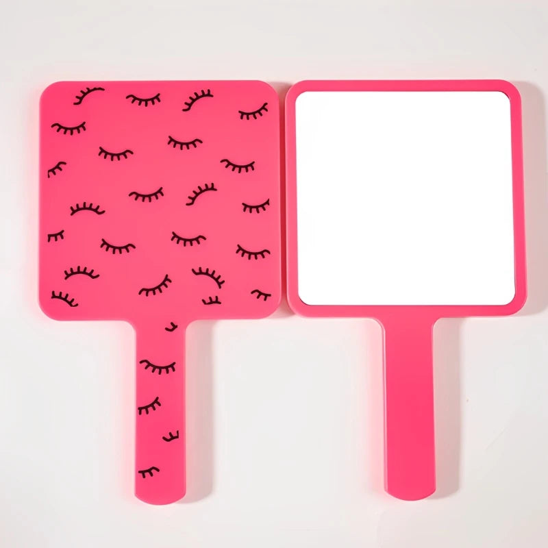 Eyelash Extension Handheld Makeup Mirror Square Vanity Mirror with Plastic Handle Hand High Definition Mirror Beauty Accessories RELUX.STORE