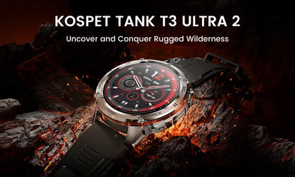 KOSPET TANK T3 Ultra 2 GPS Smart Watch For Men Smartwatch Compass Altimeter Barometric 5ATM IP69K Waterproof AMOLED Mens Watches