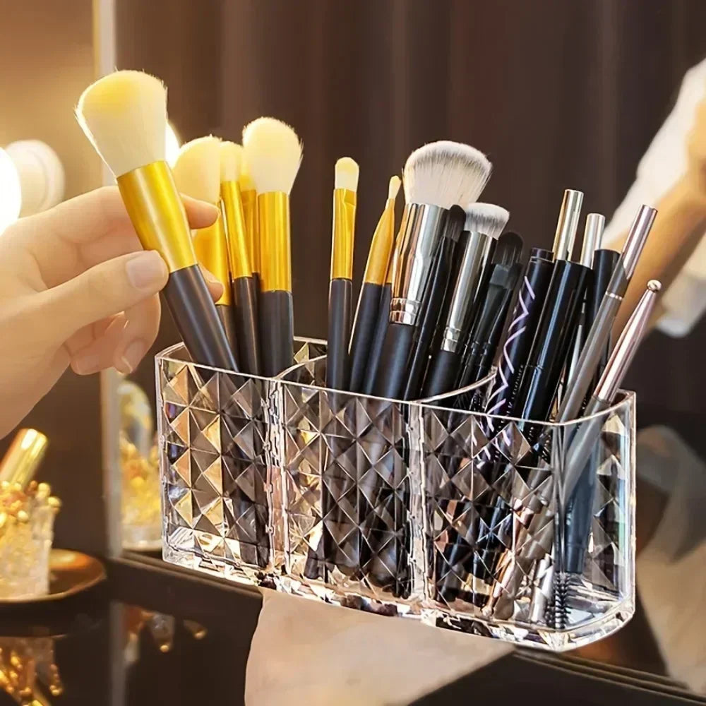 Clear Acrylic Makeup Brush Holder Desk Cosmetic Organizer Lipstick Storage Box Nail Polish Display Stand Rack Jewelry Case RELUX.STORE