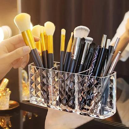 Clear Acrylic Makeup Brush Holder Desk Cosmetic Organizer Lipstick Storage Box Nail Polish Display Stand Rack Jewelry Case RELUX.STORE