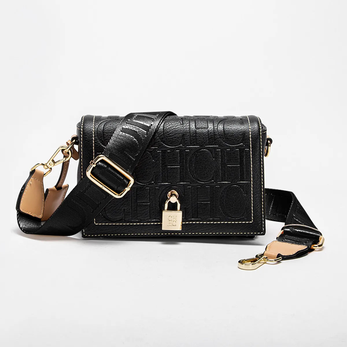 Fashion Design Model Metal Accessories Buckle Women's Shoulder Bag Luxury Brand 2025 Fashion Solid Colour Printed Head Bag RELUX.STORE