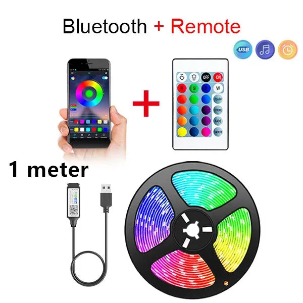 Bluetooth LED Strip Lights Smart SMD 5050 APP Remote Control Flexible Ribbon Diode Lamp Tape TV Backlights Game Room Home Decor RELUX.STORE