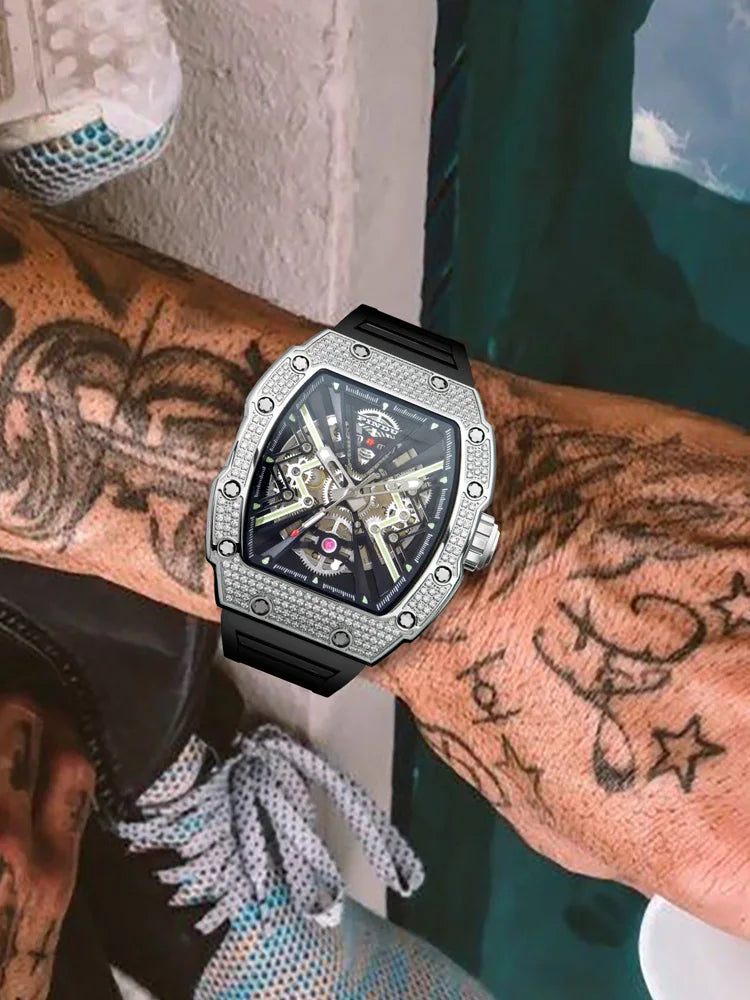 PINDU New Men Watch 50 Meter Waterproof Stainless Steel Case Luminous Sapphire mirror Dial Fashionable Men Mechanical Watch