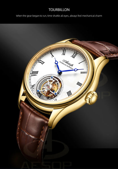 Aesop Real Flying Tourbillon Movement Mechanical Watches Luxury Watch for Men Skeleton Tourbillon Watch Sapphire Official StoreS