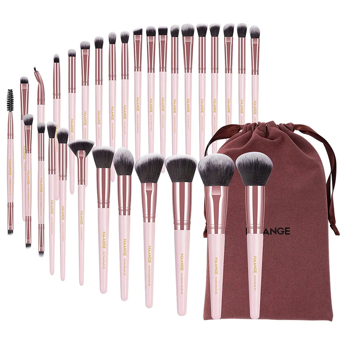 MAANGE 30pcs Professional Makeup Brush Set Foundation Concealers Eye Shadows Powder Blush Blending Brushes Beauty Tools with Bag RELUX.STORE