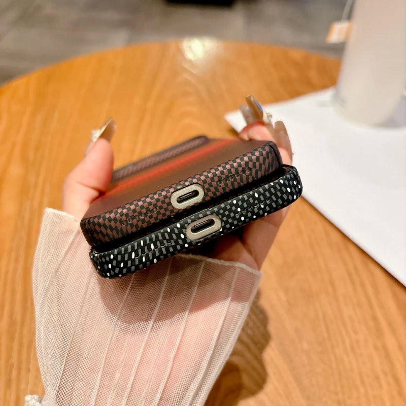 For Magsafe Magnetic Wireless Charging Luxury Solid Color Carbon Fiber Phone Case For iPhone 17 Pro Max Air Bumper Back Cover RELUX.STORE