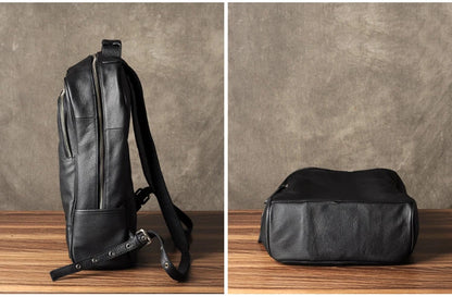 High Quality Fashion Genuine Leather Backpack Men Bagpack Student School Bag Backpack daily male Rucksack large Knapsack Black