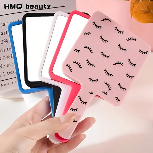 Eyelash Extension Handheld Makeup Mirror Square Vanity Mirror with Plastic Handle Hand High Definition Mirror Beauty Accessories RELUX.STORE