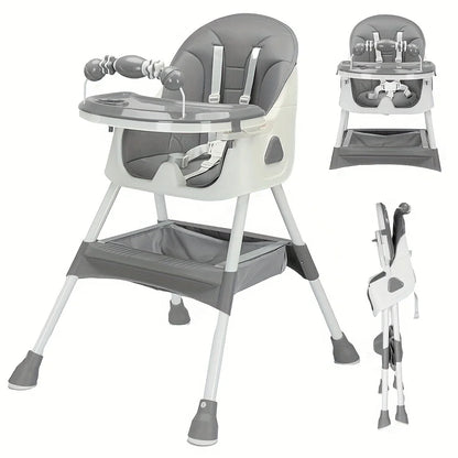 Foldable Baby High Chair 6 Months Plus, with Large Antislip Pad & ToyRack, Easy to Clean Feeding , E500