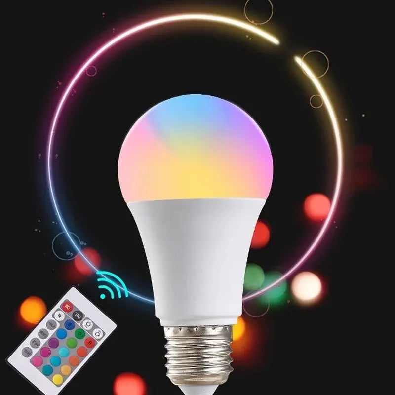 16 Colors RGB Bulb LED Multicolor Bulb E27 220V Household Lighting Dimmable 24 Key Remote Control Smart Lamp Atmosphere Light RELUX.STORE