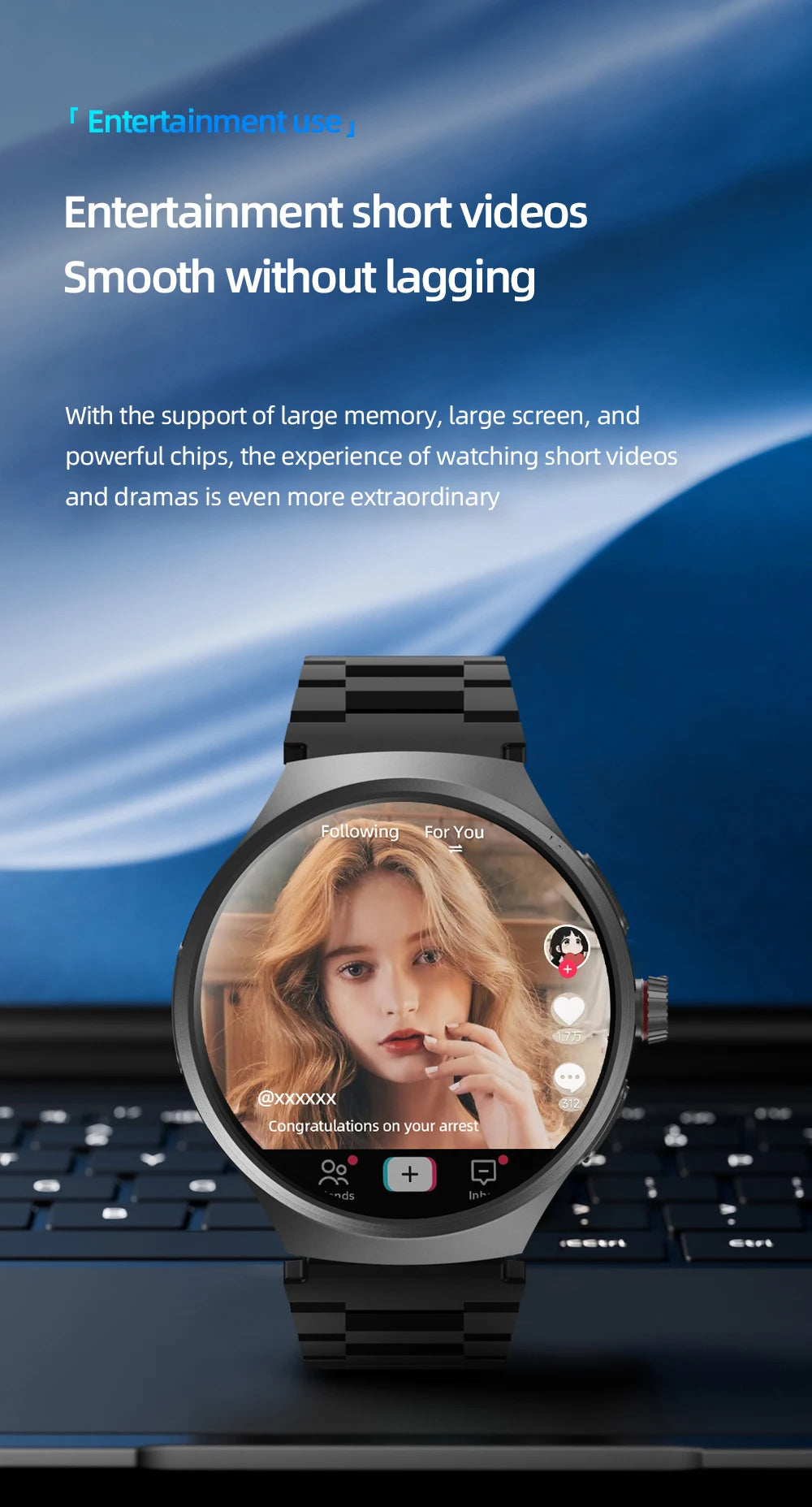GoldenSpike 4GB+128GB Smart Watch 1.75inch Amoled Smartwatch With 180° Rotary Camera GPS Position WIFI Sim Card Slot Video Call