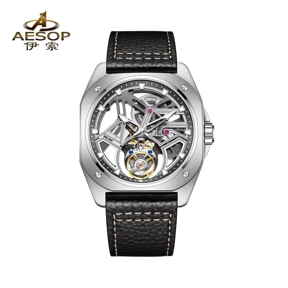 AESOP Tourbillon Watches For Men Mechanical Fashion Watch Waterproof Skeleton Tourbillon Movement Sapphire Mirror Official Store