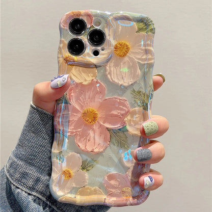 Retro Oil Painting Phone Case For iPhone 13 14 15 16 ProMax 12 11 Luxury Flower Print Shockproof Silicone Cover Artistic Decor RELUX.STORE
