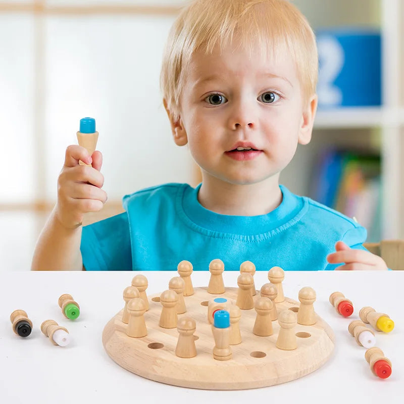 Wooden Memory Match Stick Chess Color Game Board Puzzles Montessori Educational Toy Cognitive Ability Learning Toys For Children RELUX.STORE