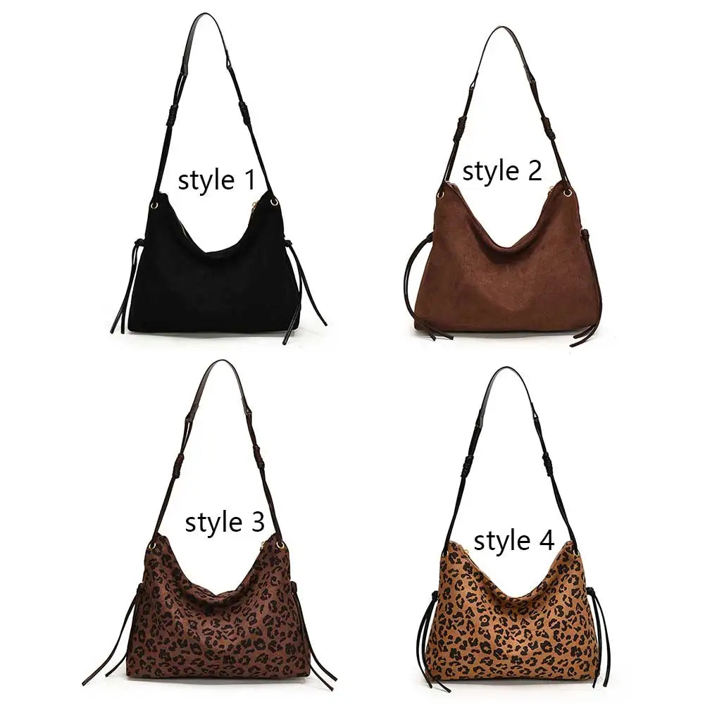 Women Suede Shoulder Bag Adjustable Strap Messenger Bag with Zipper Trendy Retro Handbag for Work Travel RELUX.STORE