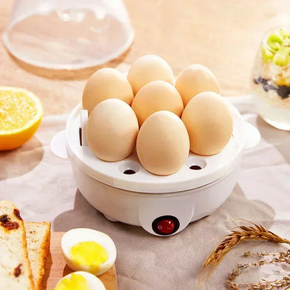Multifunctional Electric Egg Cooker Steamer - Double Layer for Boil, Poach, Steam Eggs & Veggies, Compact Breakfast Appliance