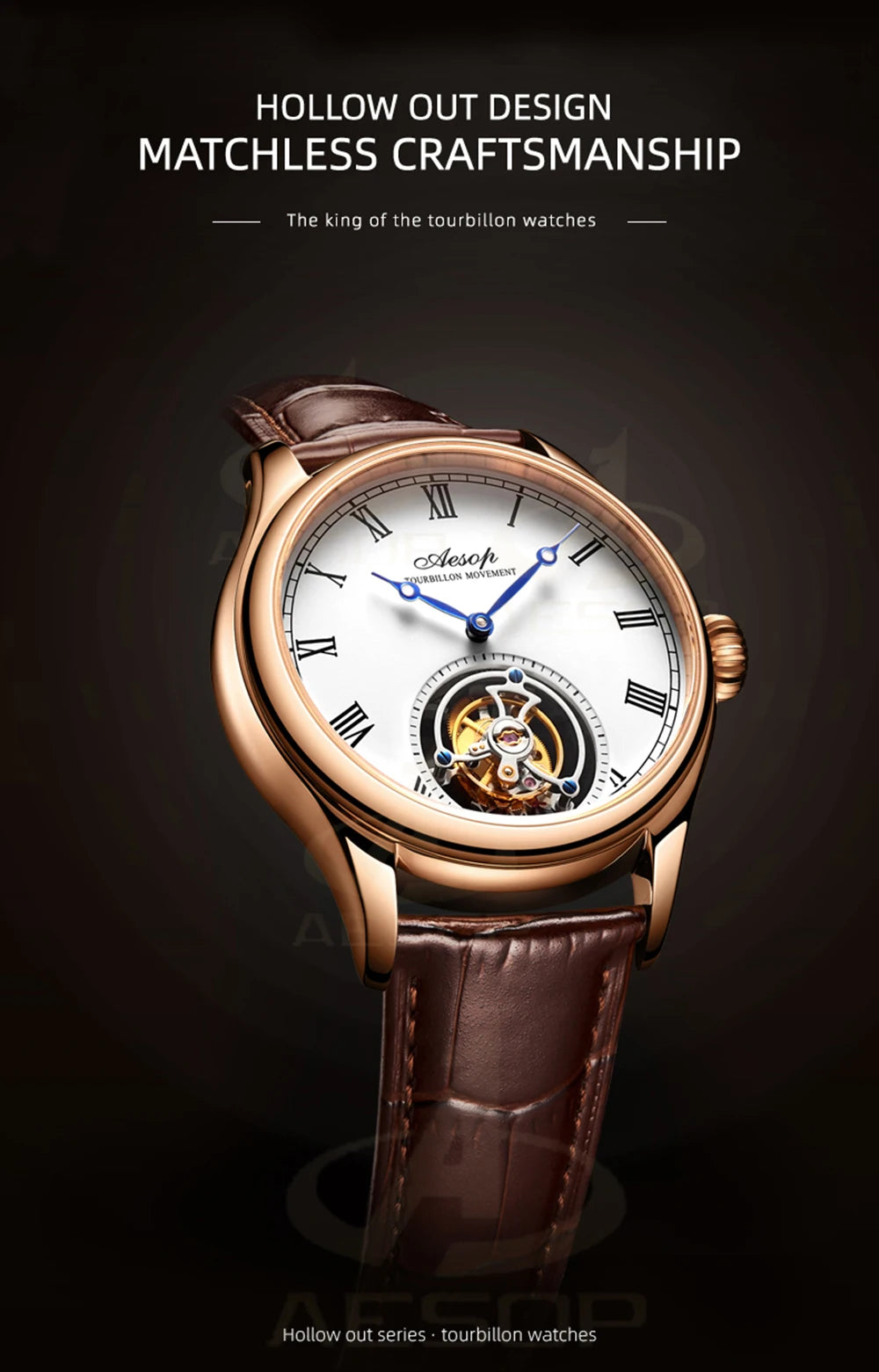 Aesop Real Flying Tourbillon Movement Mechanical Watches Luxury Watch for Men Skeleton Tourbillon Watch Sapphire Official StoreS