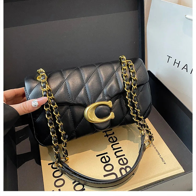 Luxury Fashion Women's Chain Handbag PU Leather Girls Shoulder Messenger Bag Brand lightweight Commuting Bag Tassel Square Bag RELUX.STORE