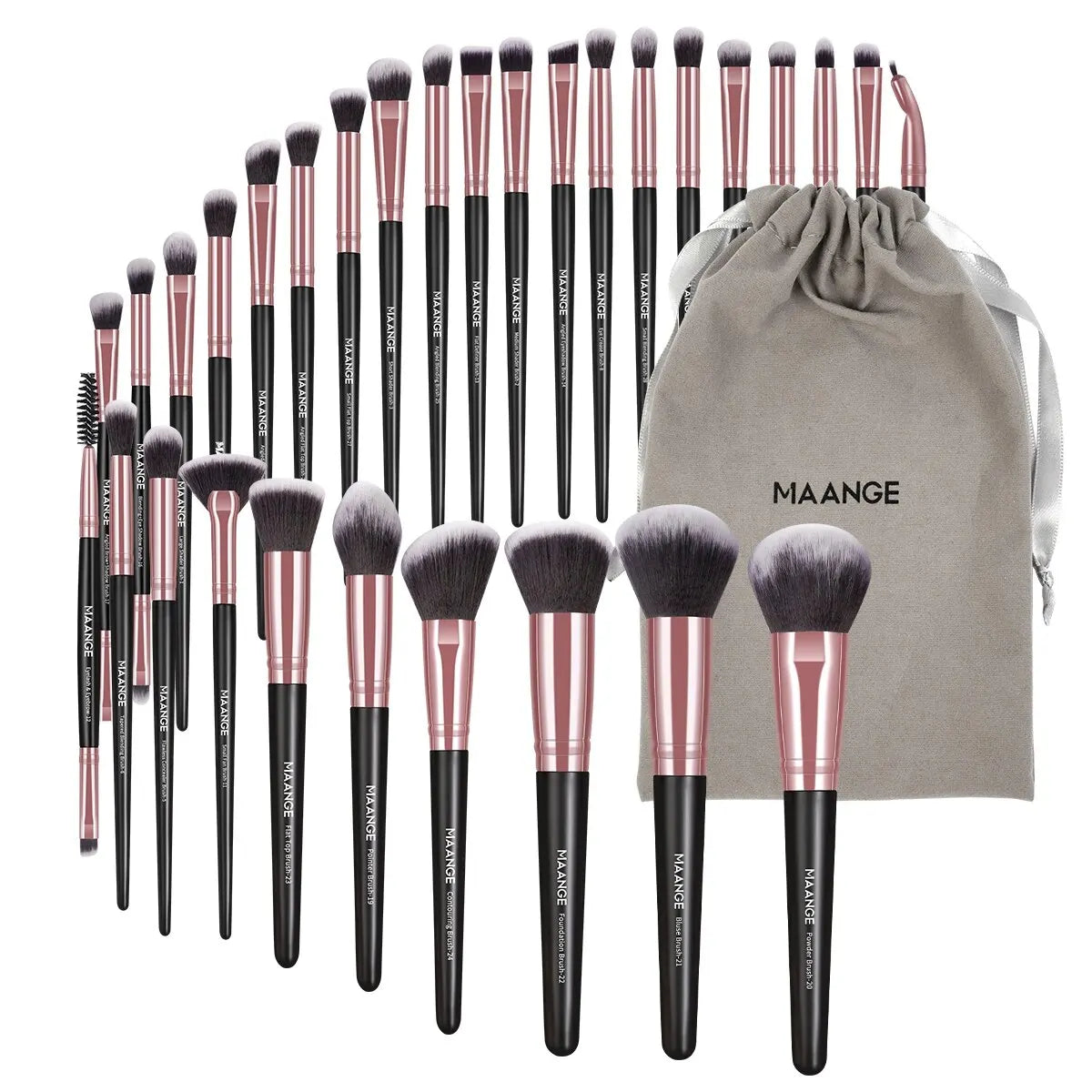 MAANGE 30pcs Professional Makeup Brush Set Foundation Concealers Eye Shadows Powder Blush Blending Brushes Beauty Tools with Bag RELUX.STORE