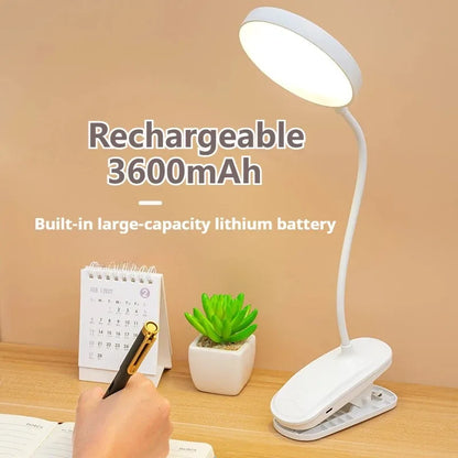 Led Table Lamp USB Rechargeable Night Light With Folding Clamp Study Stand Read Lamp Touch 3 Modes Dimming Eye Protection Light