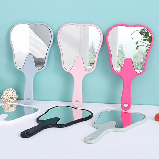 1PC Tooth Shaped Handheld Mirror Cute Makeup Mirror Durable High Definition Dental Mirrors Gifts RELUX.STORE