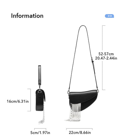 BAFELLI 2025 NEW LUXURY WOMAN BAGS LEATHER STYLISH INDIVIDUALITY FASHION TASSELS PURSE SHOULDER CROSSBODY HANDBAGS FEMALE SADDLE RELUX.STORE