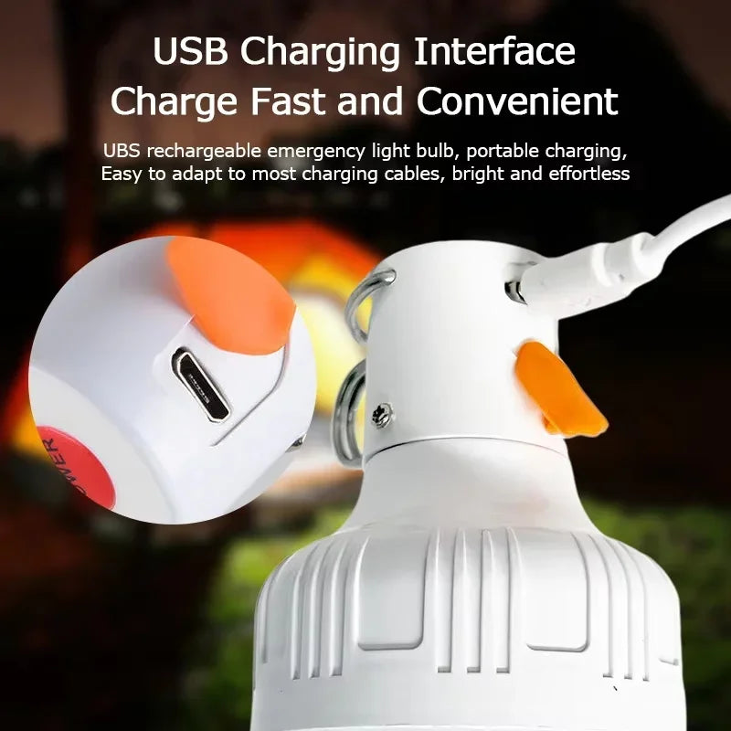 Portable Rechargeable LED Street Camping Light with Hook Dimmable Tent Lantern USB Charging Emergency Multifunctional LED Lamp
