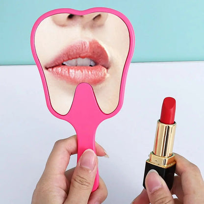 1PC Tooth Shaped Handheld Mirror Cute Makeup Mirror Durable High Definition Dental Mirrors Gifts RELUX.STORE