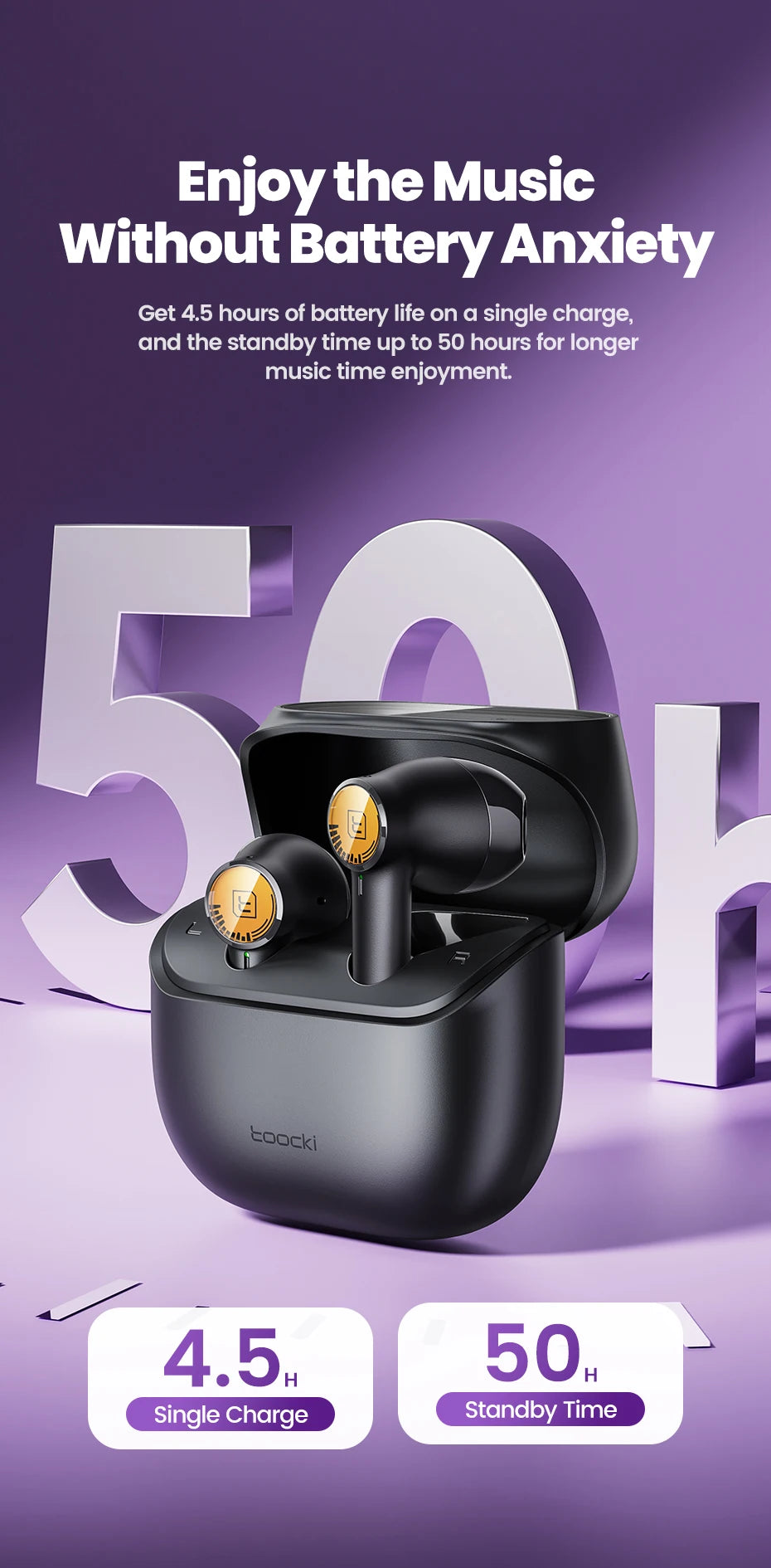 Toocki ENC Bluetooth 5.3 Headphones TWS HiFi Sound Stereo Earphones with Mic Wireless Waterproof In-Ear Headset for Mobile Phone RELUX.STORE