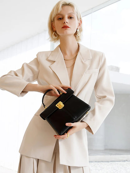 ITAMOOD Genuine Leather Women's Bag Luxury Branded Women's Handbag Fashionable and Versatile Crossbody Bag With Scarf Decor