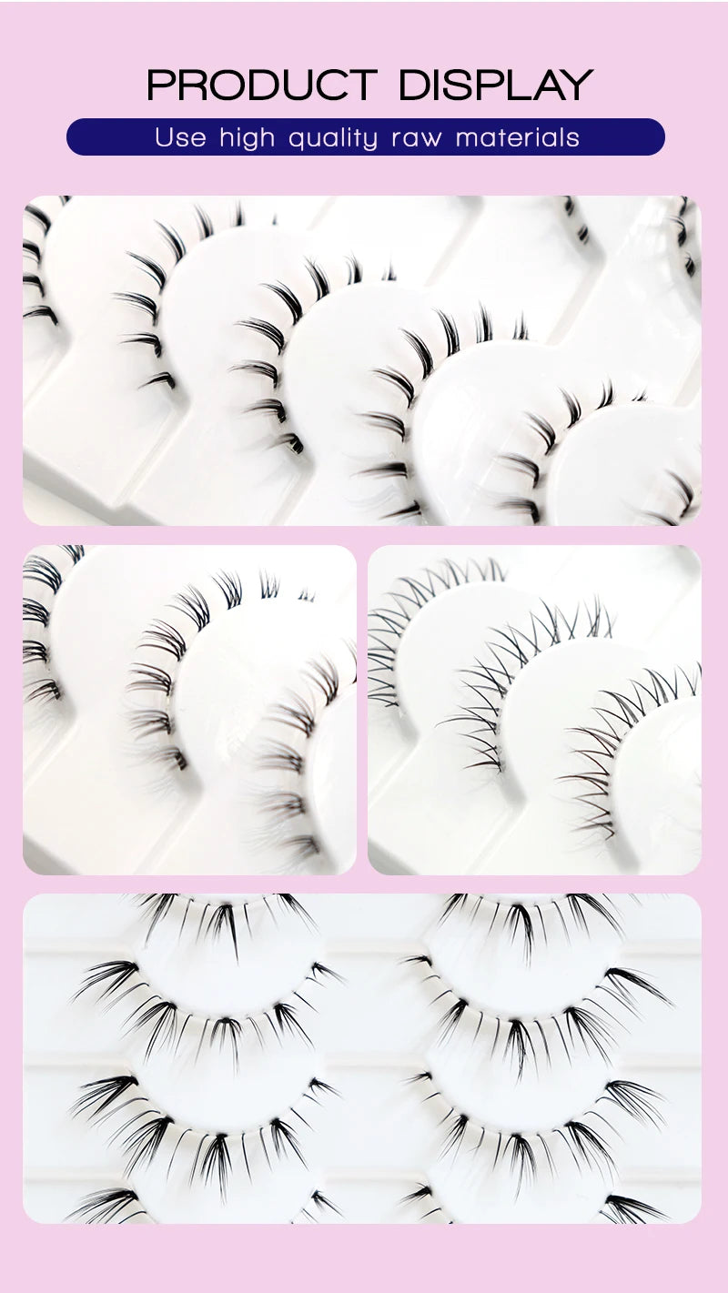 10Pairs Bottom Eyelashes Manga Lower Lashes Clear Band Wispy Small Flame Under Eye Lashes Korean Makeup Cosplay Tools RELUX.STORE