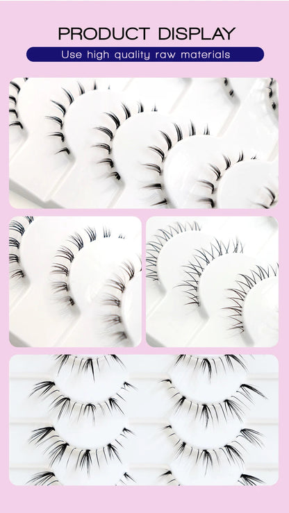 10Pairs Bottom Eyelashes Manga Lower Lashes Clear Band Wispy Small Flame Under Eye Lashes Korean Makeup Cosplay Tools RELUX.STORE