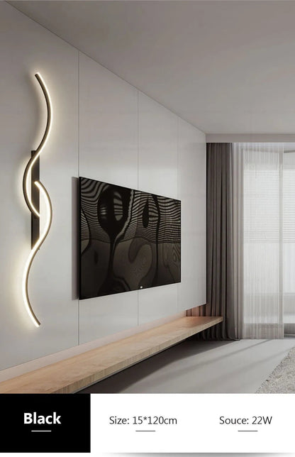 Modern LED Wall Lamp Minimalist Led Light Bedroom Bedside Long Strip Wall Sconces Living Room Sofa Home Indoor Lighting Fixture RELUX.STORE