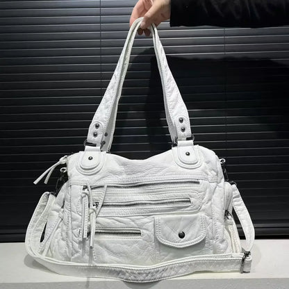 Ladies' fashion Y2K spicy girl retro vintage vintage vintage tote bag, large capacity vintage multi pocket shoulder bag