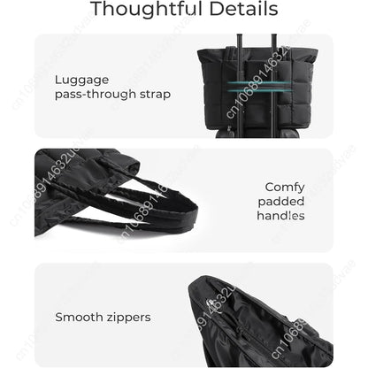 BAGSMART Expandable Tote Bag for Women, Puffer Work Tote Water-Resistant Quilted, Nurse and Carry-On Travel Gym Bag