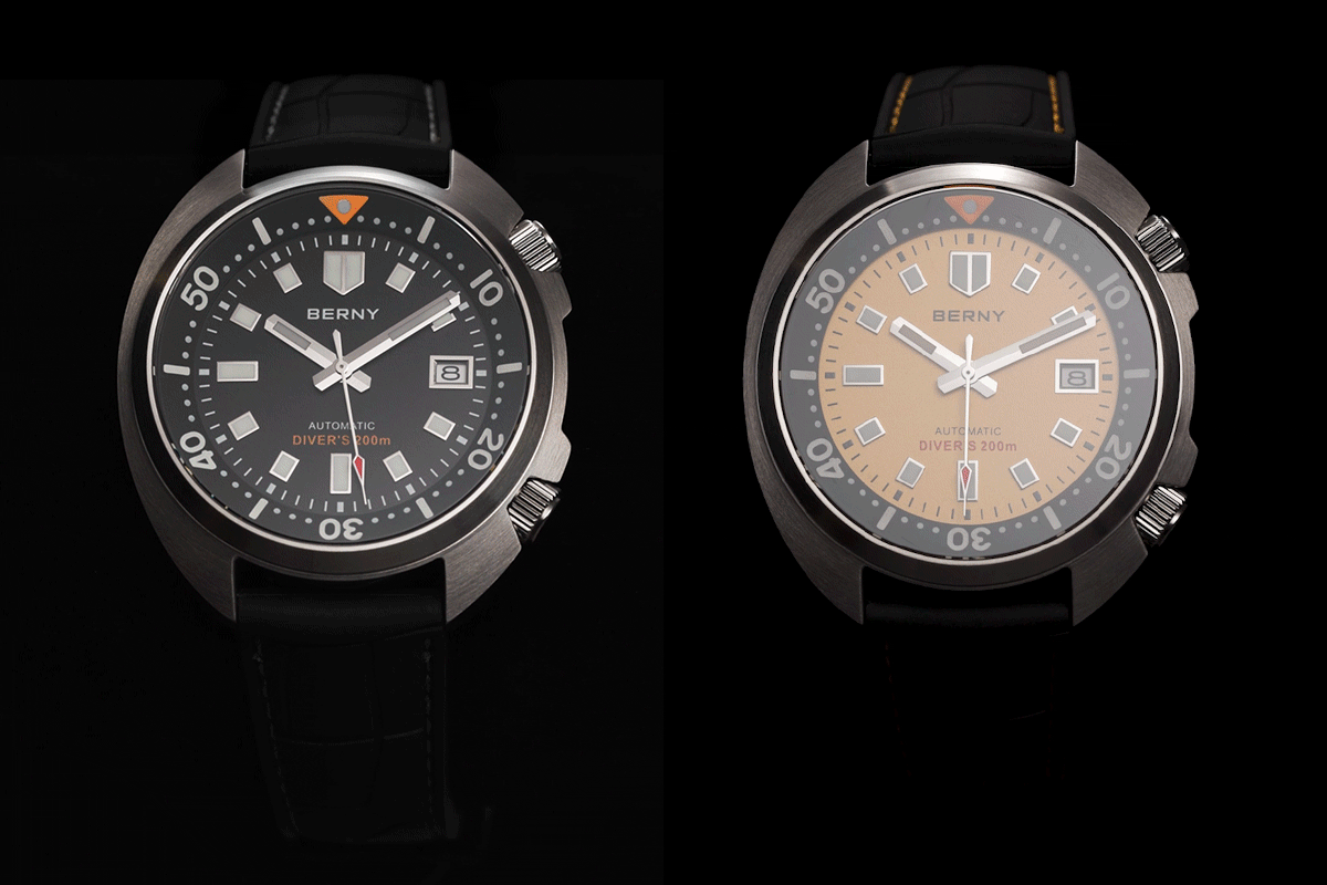 BERNY Automatic Diver Watch for Men Super Luminous Wristwatch Sapphire Sport Mechanical 20ATM 1970 Compressor Diving Men Watches