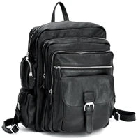 High Quality Fashion Genuine Leather Backpack Men Bagpack Student School Bag Backpack daily male Rucksack large Knapsack Black