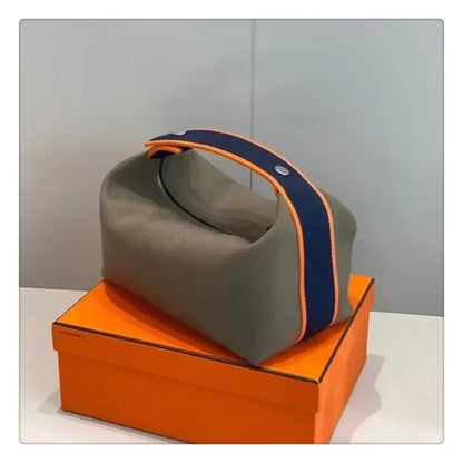 2024 New Large Capacity Canva Makeup Bag Soft Texture Fashionable Women's Shoulder Bag Color Blocking Handbag From China RELUX.STORE