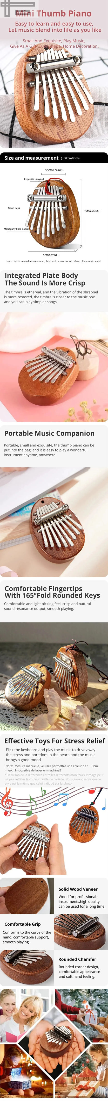 8 Key Mini Wood Kalimba High Quality Exquisite Finger Thumb Piano Marimba Musical Good Accessories Pendant Gift