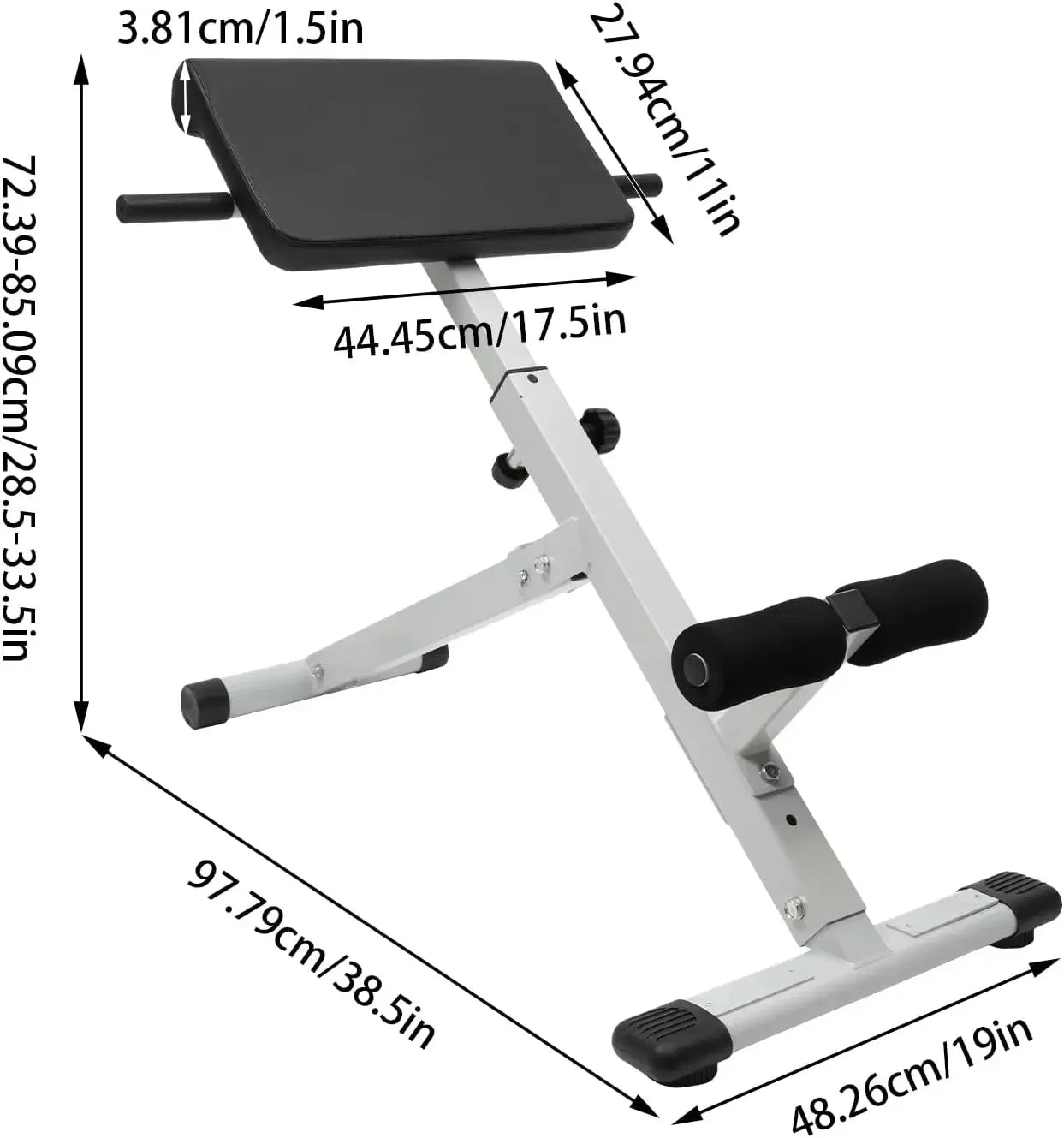 Roman Chair Hyper extension Bench, Adjustable Length Back Extension Bench Machine for Home Gym Fitness, Multi-Functional Bench