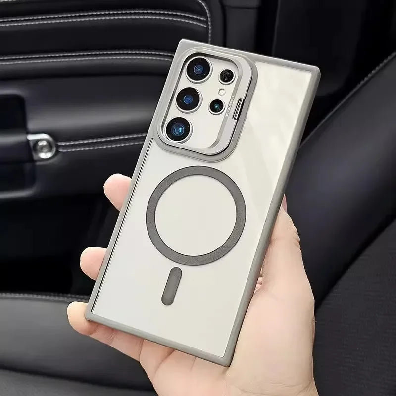 For Magsafe Hidden Holder Clear Case For Samsung Galaxy S25 S24 Ultra S22 Plus S23 FE Shockproof Magnetic Wirelesss Charge Cover RELUX.STORE