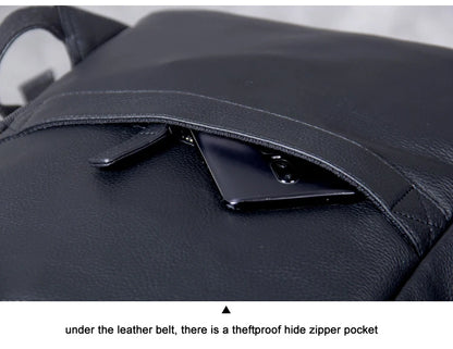 High Quality Fashion Genuine Leather Backpack Men Bagpack Student School Bag Backpack daily male Rucksack large Knapsack Black