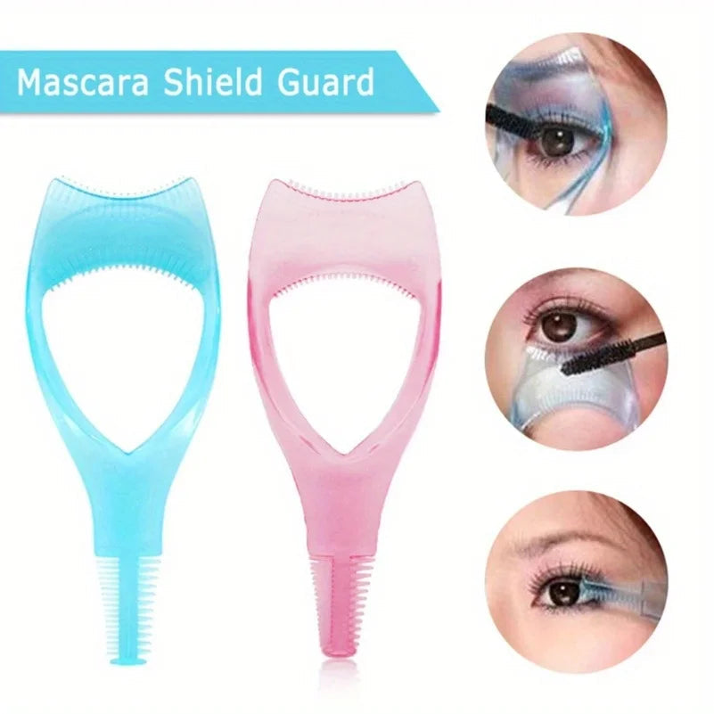 3 in 1 Mascara Applicator Template with Eyelash Curler Guard and Case, Eyeliner Holder, Eyelash Aid, Eyebrow Drawing Tool RELUX.STORE